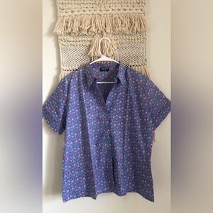 Liberty of London Short Sleeve Floral Printed Button Down Shirt Size Large Men